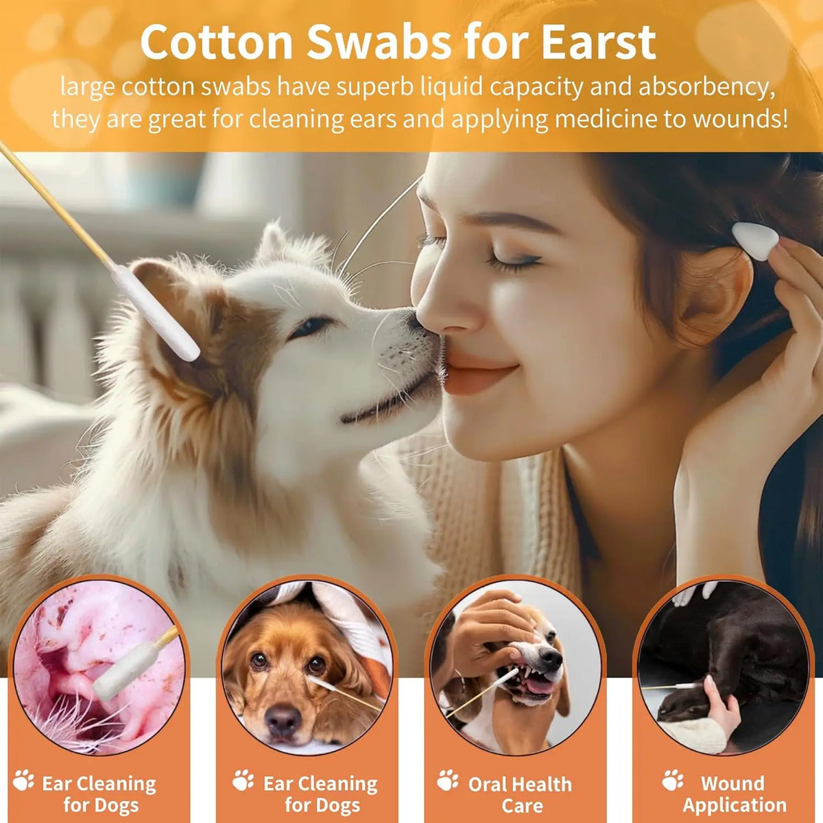 12/15cm Long Cotton Swabs ProfessionalCat - ProPawPet.com