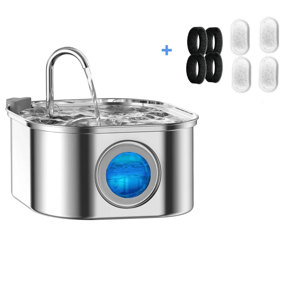 3.2l Stainless Steel Pet Water Food Feeder Auto Cat Fountain – Cat Supplies