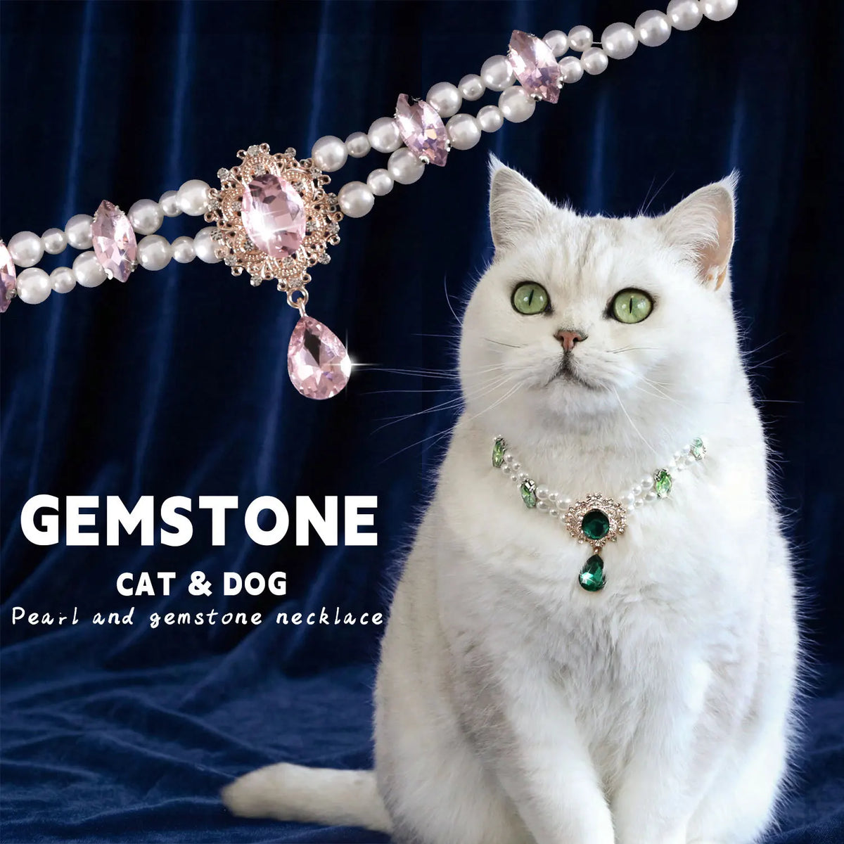Dog Cat Pearl Necklace Crystal Gemstone - ProPawPet.com