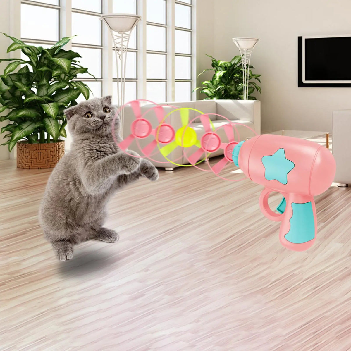 Cat Plaything Interactive Play -cat with 5 Flying Propellers