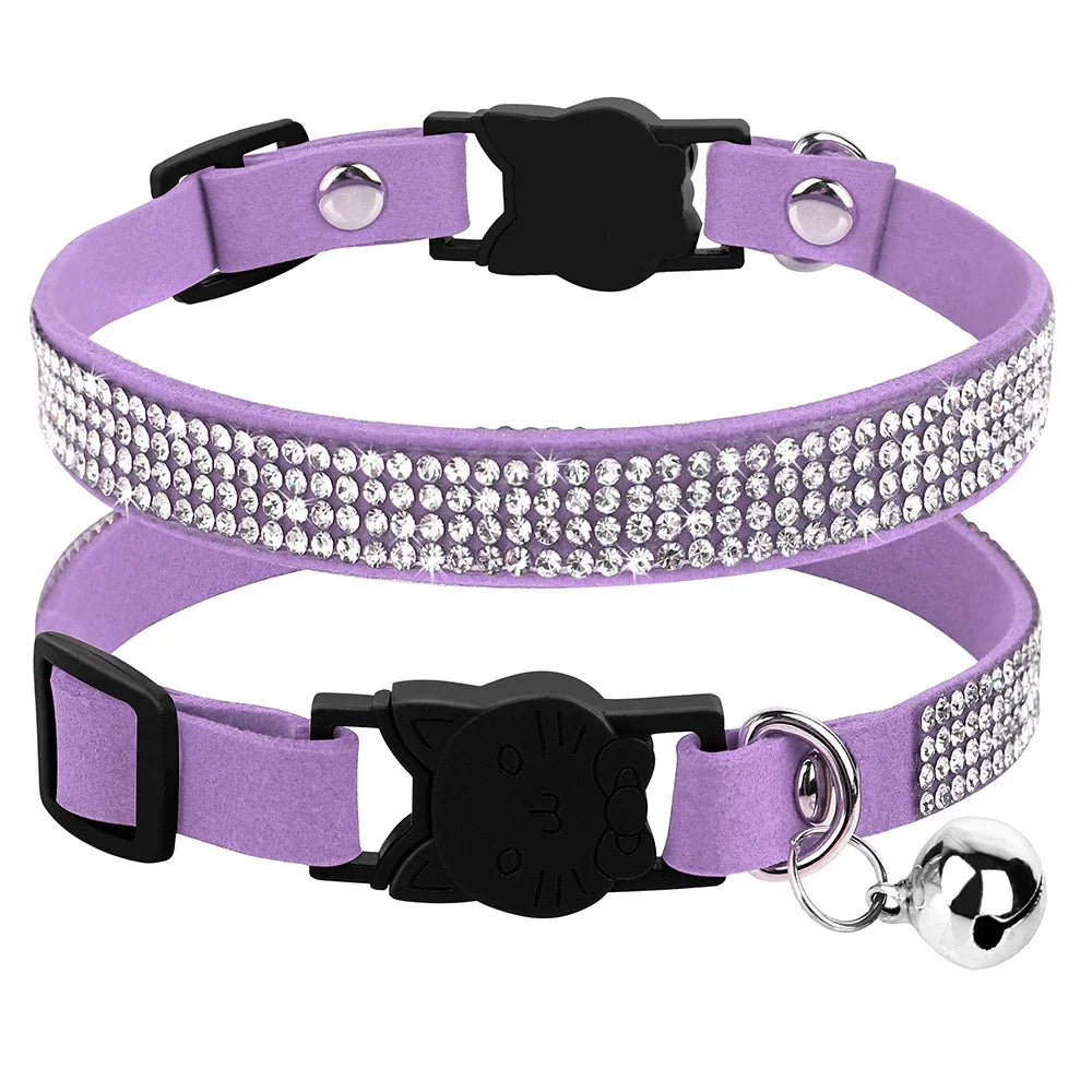 Soft Pink Suede Leather Cat Collar - Cute - ProPawPet.com