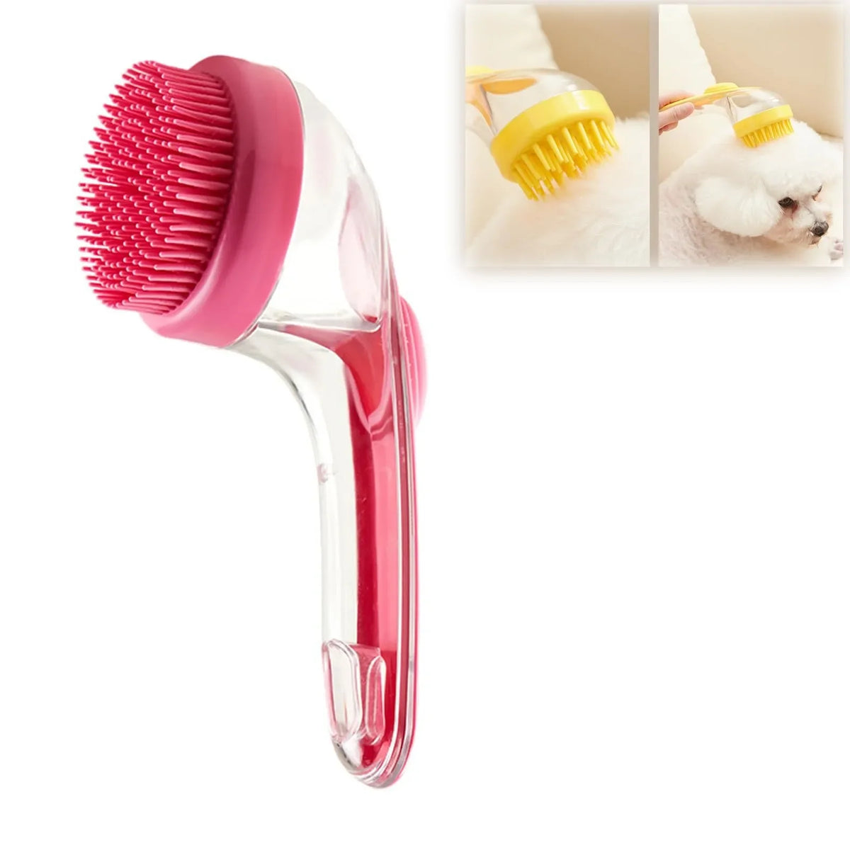 1pc Pet Bath Brush Soft Silicone Long Handle - ProPawPet.com