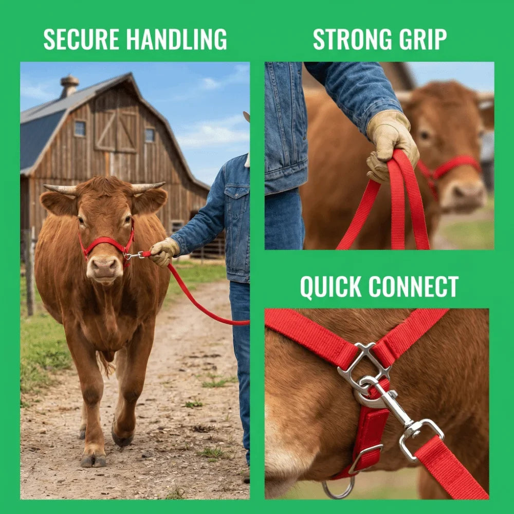 Adjustable Cow Halter with Lead Nylon - ProPawPet.com