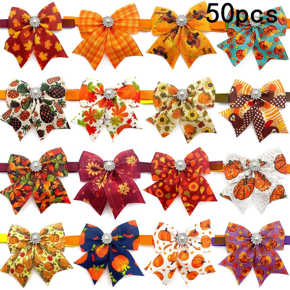 50 Fall Style Small Dog Bow Tie Pet Grooming Product – 2 Colors