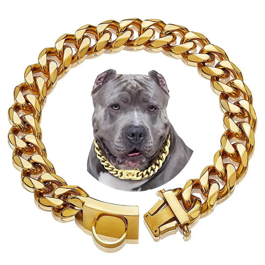 19mm Gold Chain Dog Collar Luxurious Sliver - ProPawPet.com
