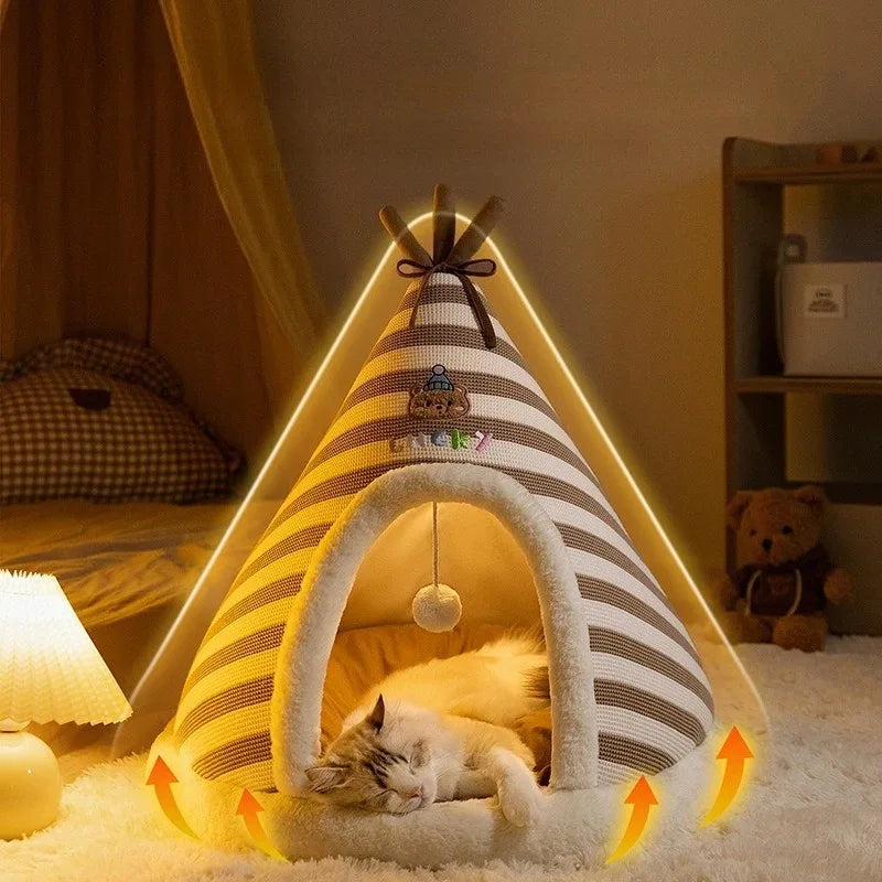 Self Warming Cat Bed Winter Warm Plush Tent - ProPawPet.com