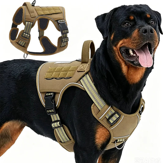 Large Dog Harness Collar Leash Molle Pouches - ProPawPet.com