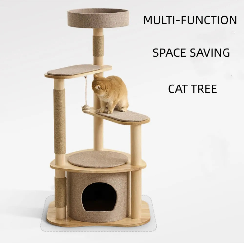 Solid Wood Multifunctional Cat Tree & Bed, - ProPawPet.com