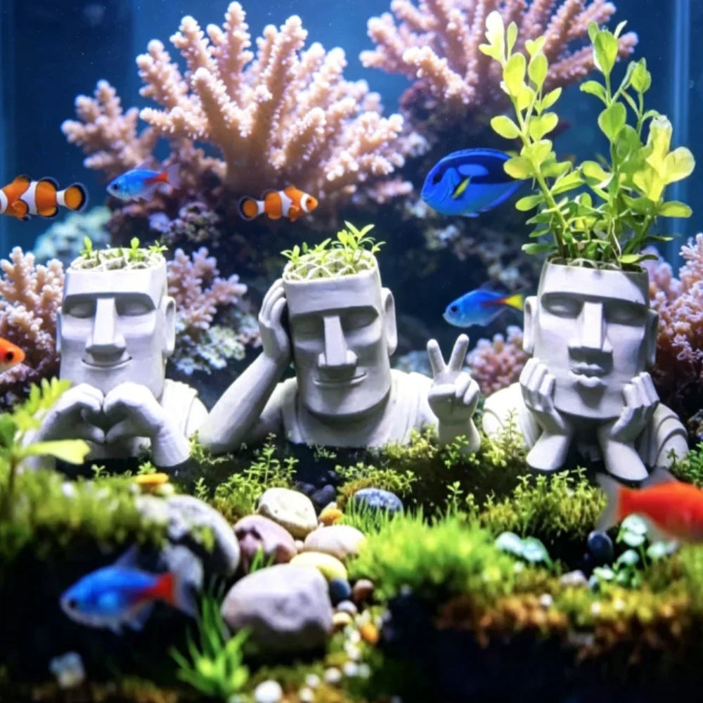 3pcs Mini Statue Aquarium Planter 3D Printed - ProPawPet.com