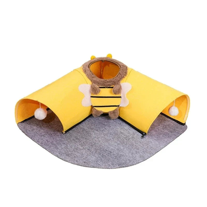 Felt Cat Toys Collapsible Tunnels with Plush Ball