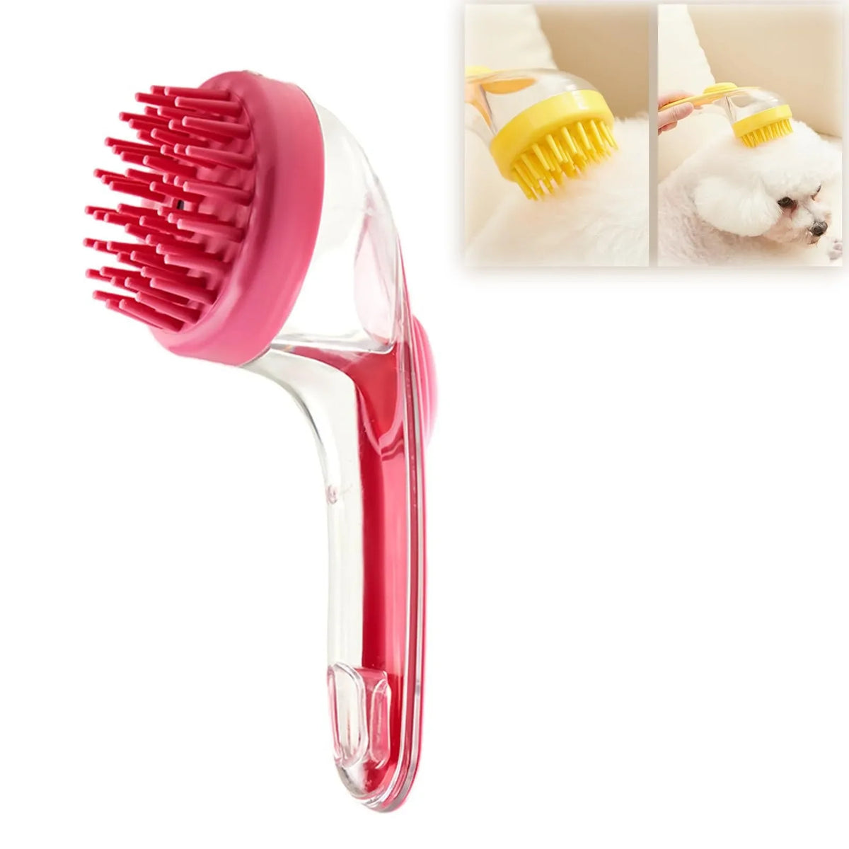 Pet Bath Grooming Brush Soft Silicone Long Handle – 8 Colors