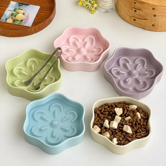 Cute Flower Shape Slow Feeder Cat Bowl, - ProPawPet.com
