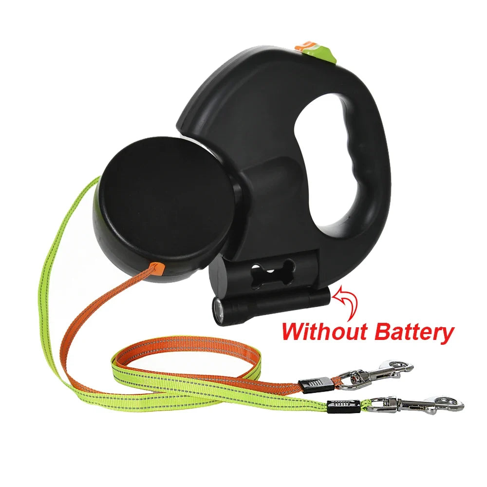 Dual Pet Leash for 2 Dogs Retractable Traction Rope – Dog Supplies