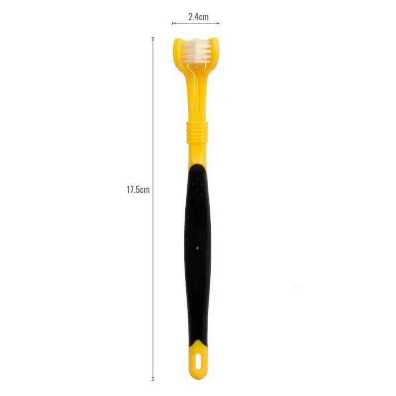 Non Slip Handle 3 Sided Pet Toothbrush with Soft Bristles – 5 Colors