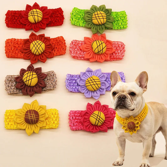30/50 Cute Sunflower Knit Pet Collar Soft - ProPawPet.com