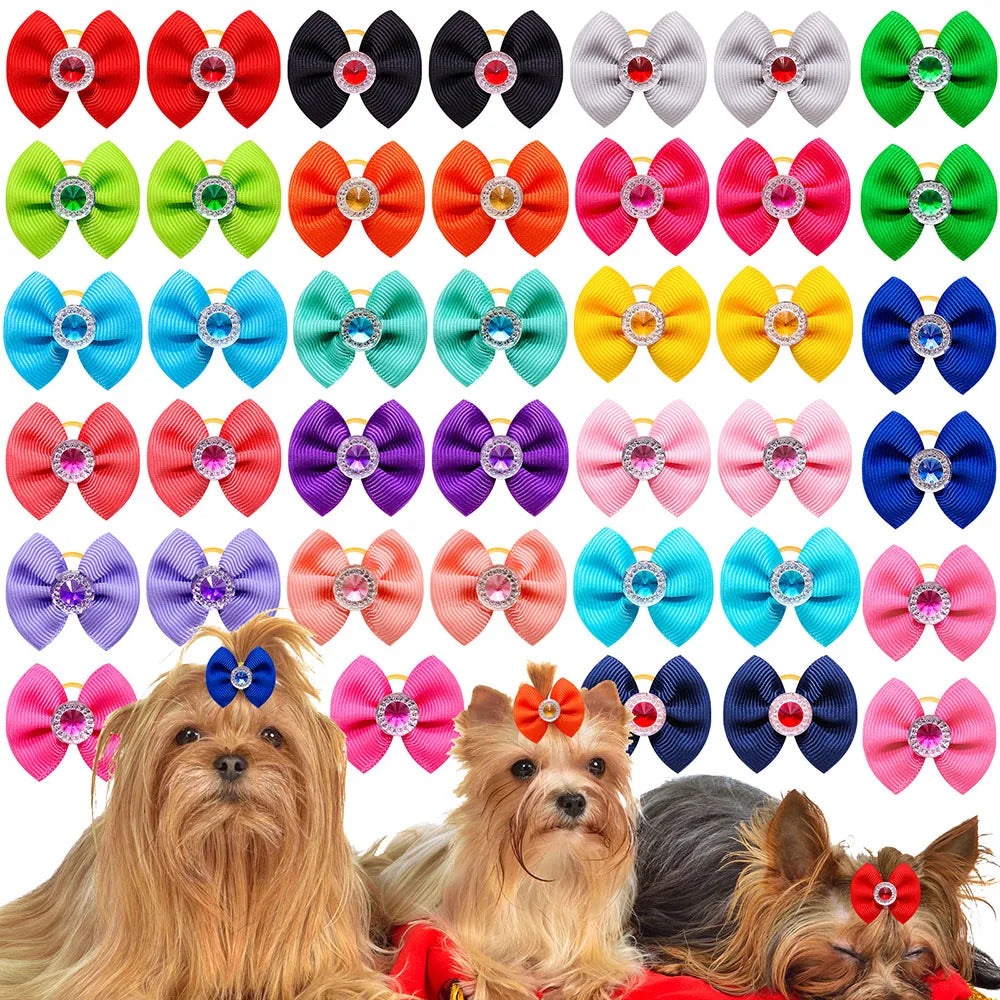100ps Dog Hair Bows Solid Diamond Small – Dog Supplies