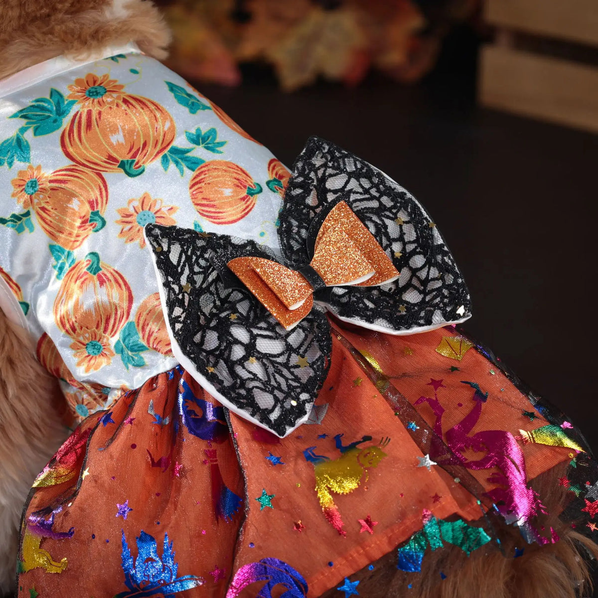 Cute Pet Halloween Ghost Pumpkin Skirt Dress - ProPawPet.com