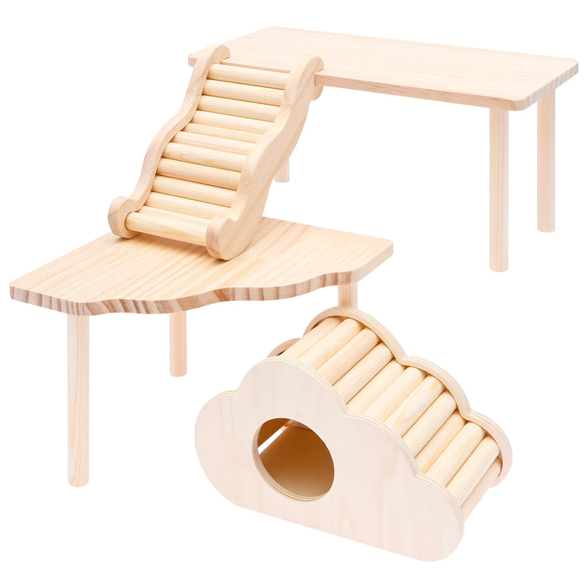 Hamster Platform Ladder Hideout Wood Playhouse Game Climbing – 2 Colors