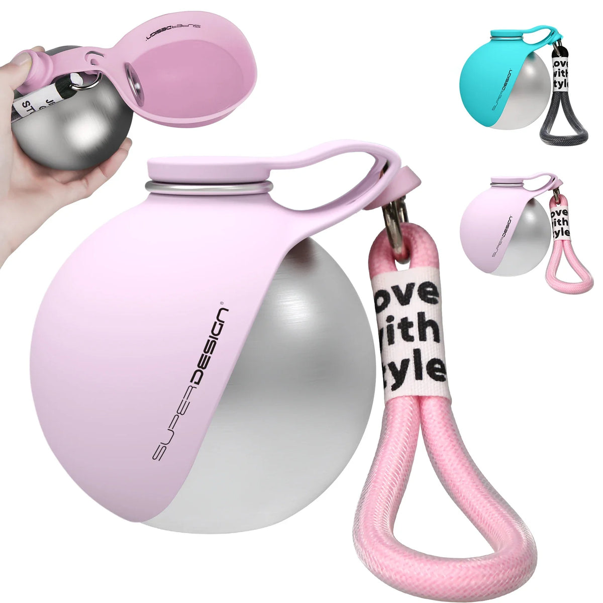 Stainless Steel 2-in-1 Portable Dog Water Bottle for Small Leak Proof Compact