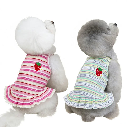 Summer Dog Dress Suspender Striped Cute - ProPawPet.com