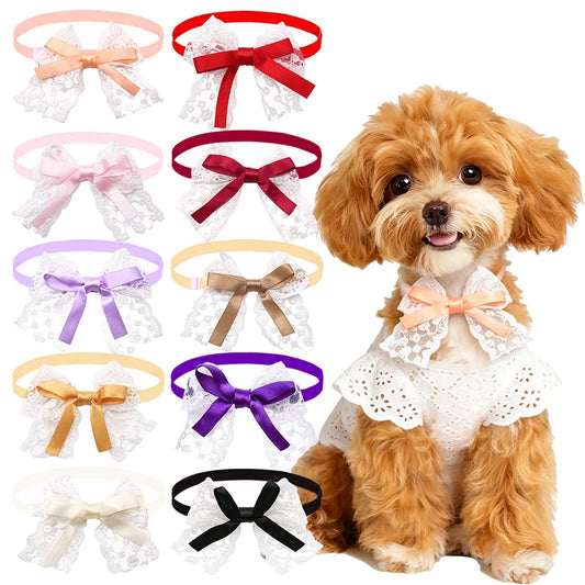50/100PCS Adjustable Lace Dog Bow Tie Collar - ProPawPet.com