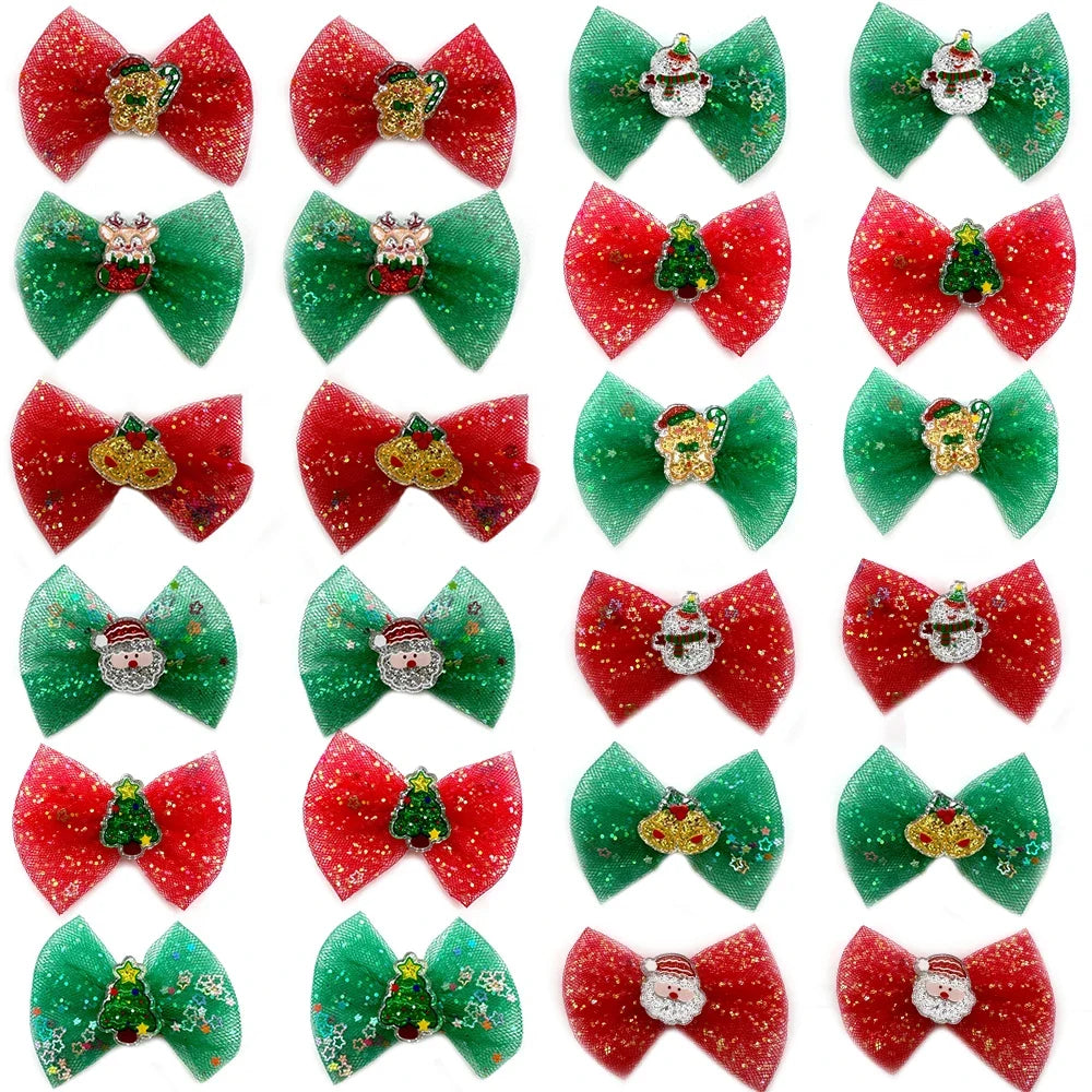 50pcs Christmas Small Dog Grooming Bows - ProPawPet.com