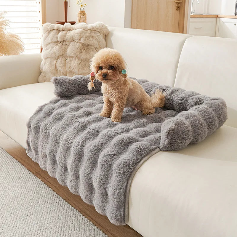 Plush Faux Rabbit Fur Large Dog Mat Cat Bed for Small Pets