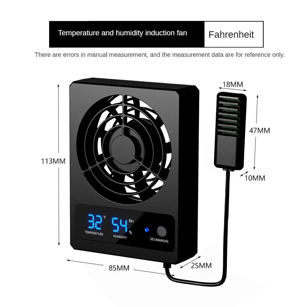 Reptile Enclosure Smart Cooling Fan with LED Display – 2 Colors