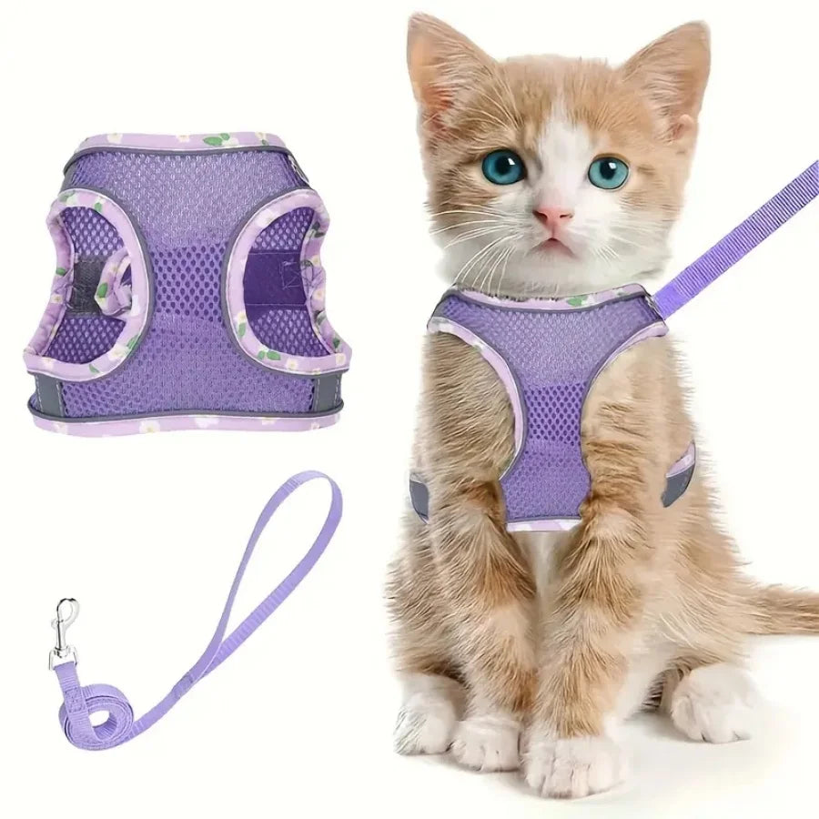 DH010Adjustable soft cat vest with safety - ProPawPet.com