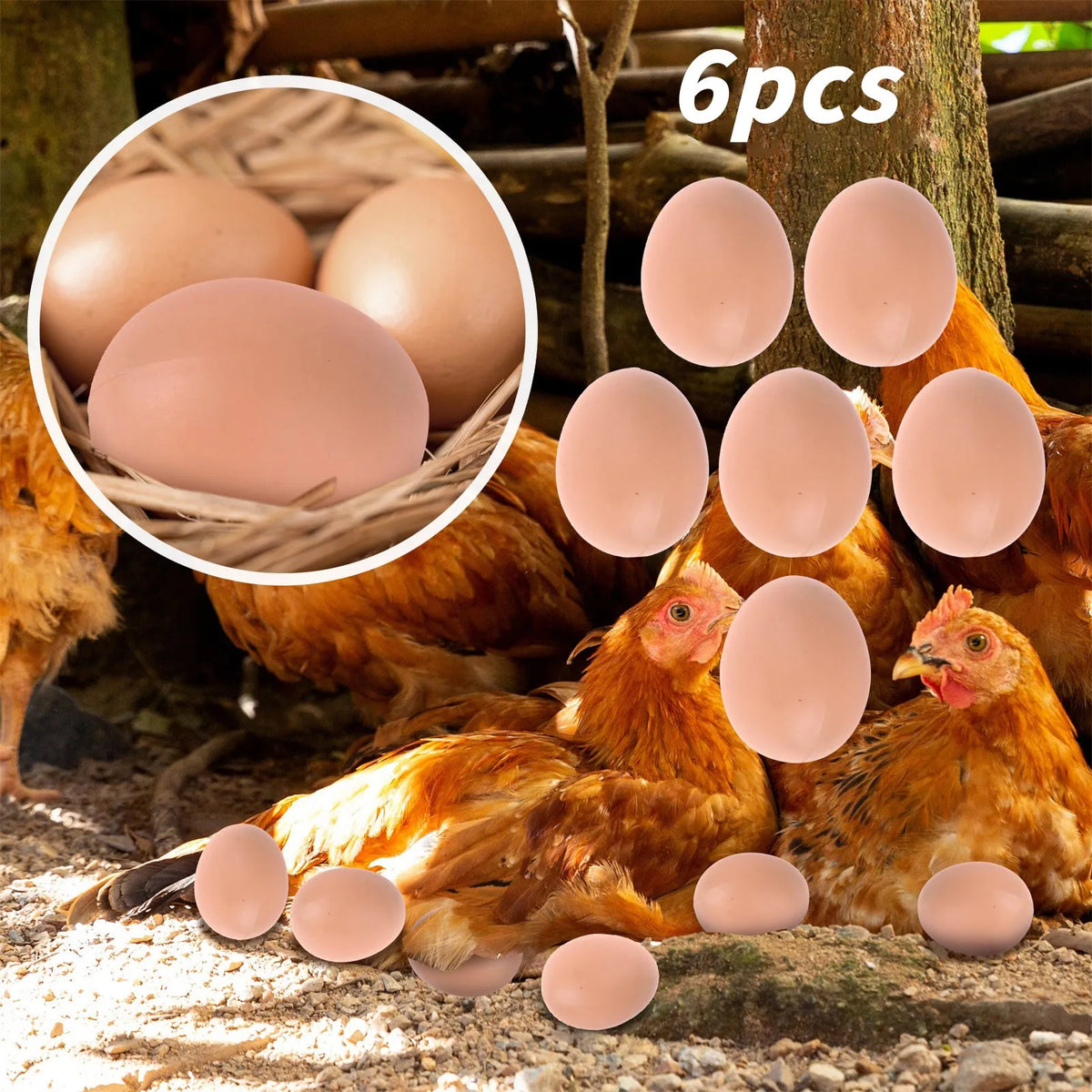 24-6PCS Fake Chicken Eggs Poultry Layer Coop - ProPawPet.com