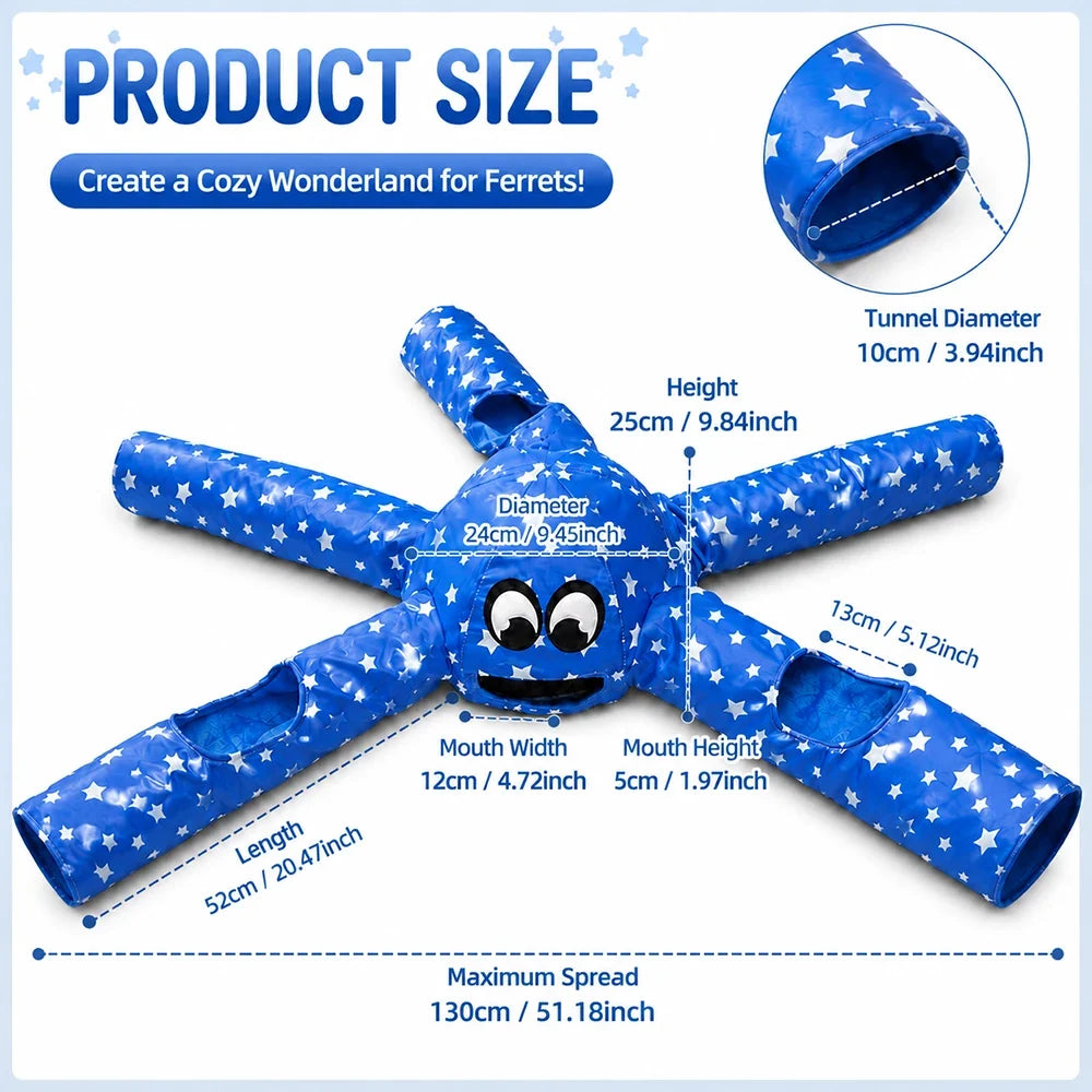Octopus Shaped Ferret Bed Tunnel, Soft Cozy - ProPawPet.com