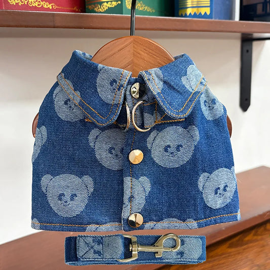 Denim Dog Harness and Lesh Set Pet Clothes - ProPawPet.com
