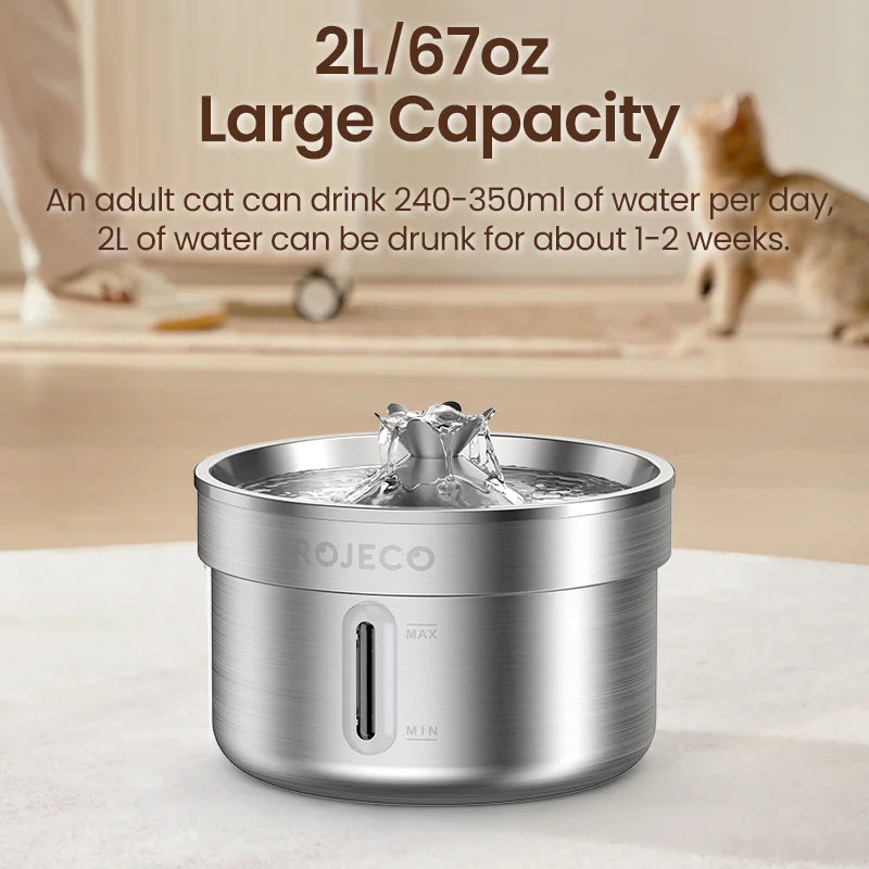 ROJECO Stainless Steel Pet Drinking Fountain - ProPawPet.com