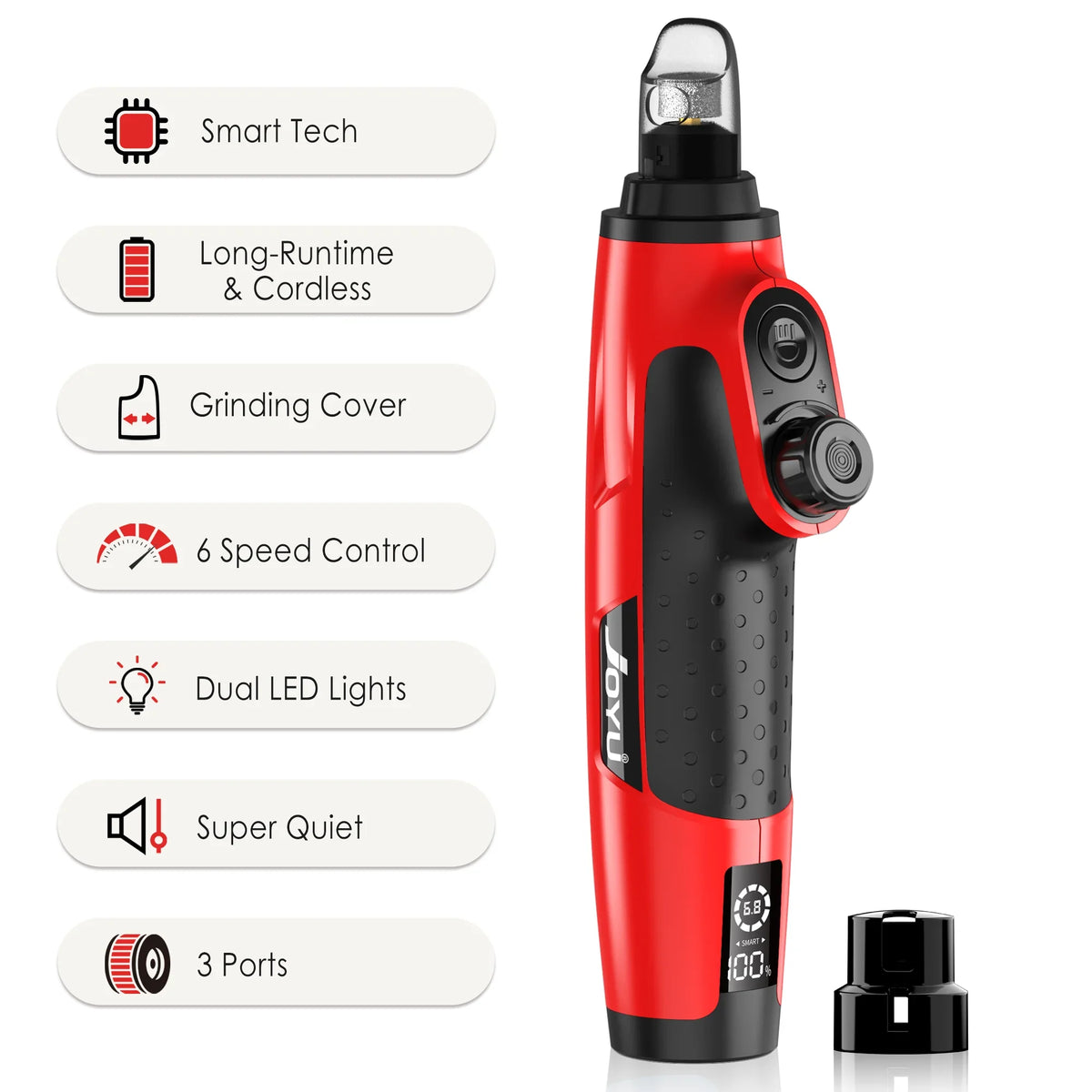 Quiet Joyu Rechargeable Dog Nail Grinder with LED Light