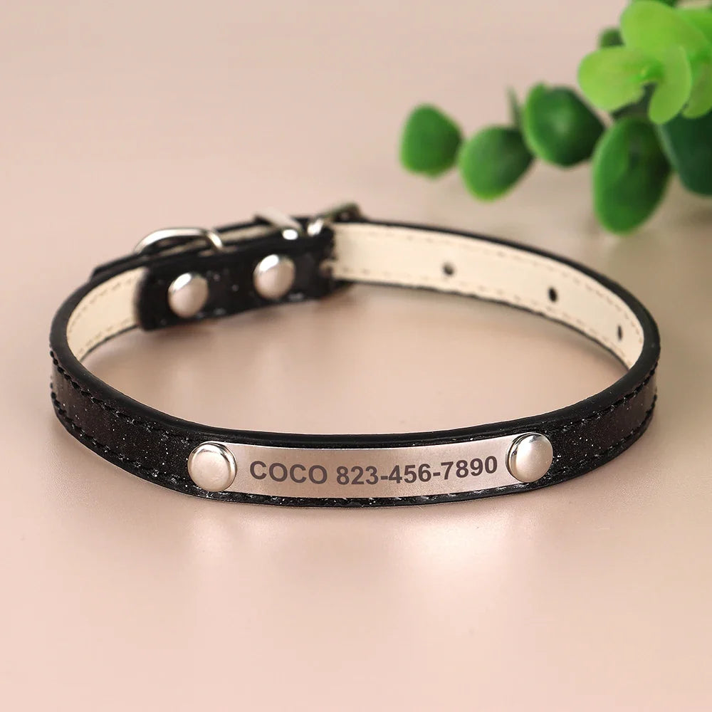 Personalized Cat Collar Bling PU Leather Cat - ProPawPet.com