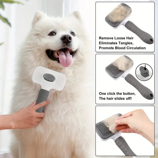 Ergonomic Handle Self Cleaning Pet Brush - ProPawPet.com