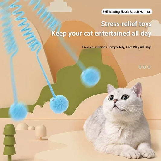 Suction Cup Spring Rabbit Fur Ball Hanging - ProPawPet.com
