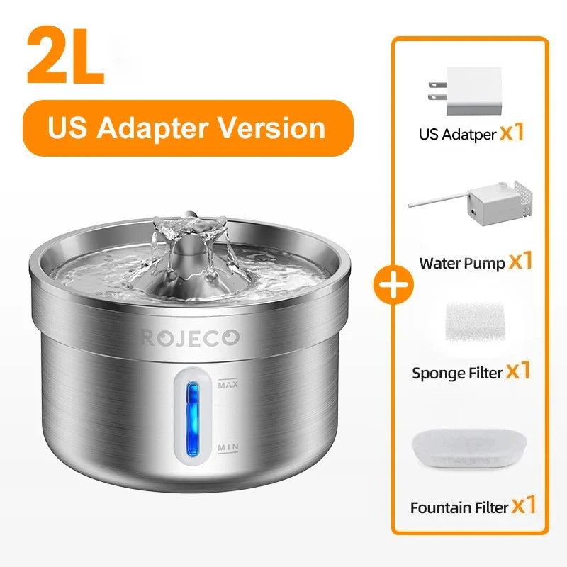 Rojeco Stainless Steel Pet Drinking Water Fountain – Cat Supplies