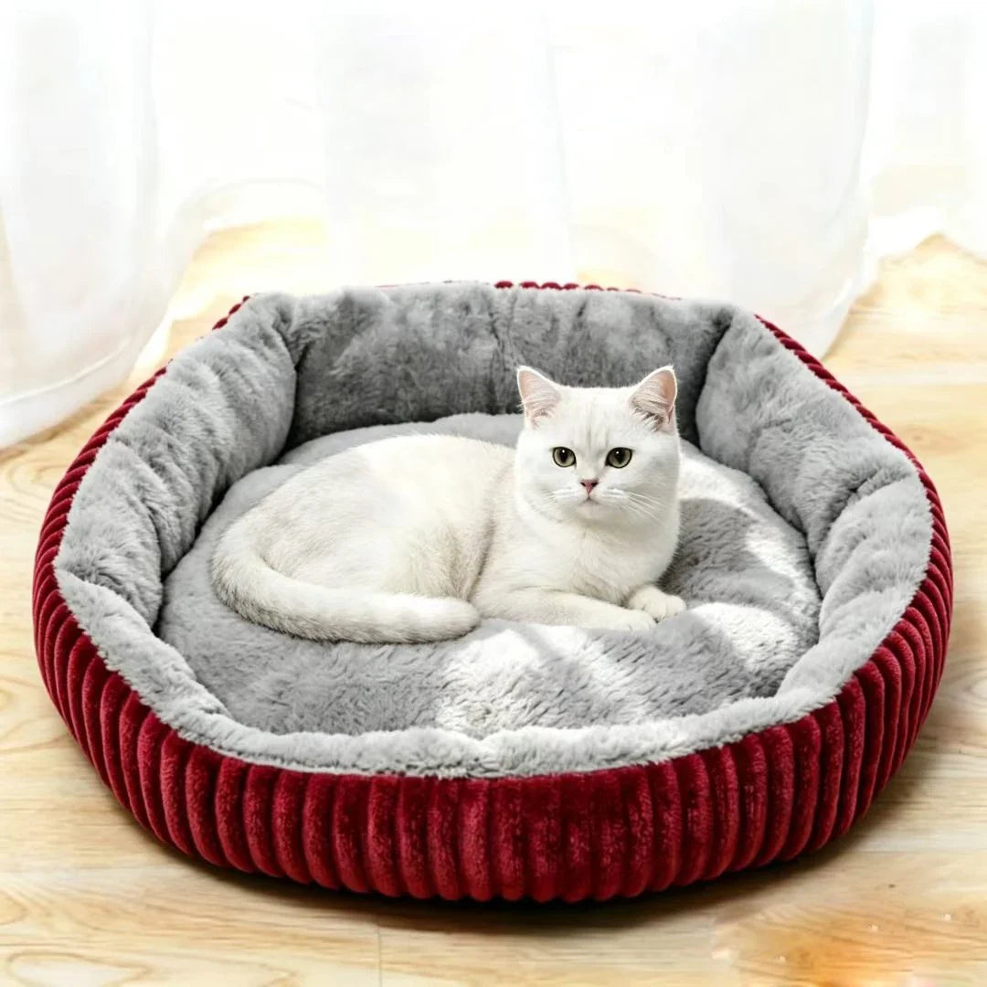 Round Corduroy Cat Bed, Soft and Warm Pet Bed - ProPawPet.com