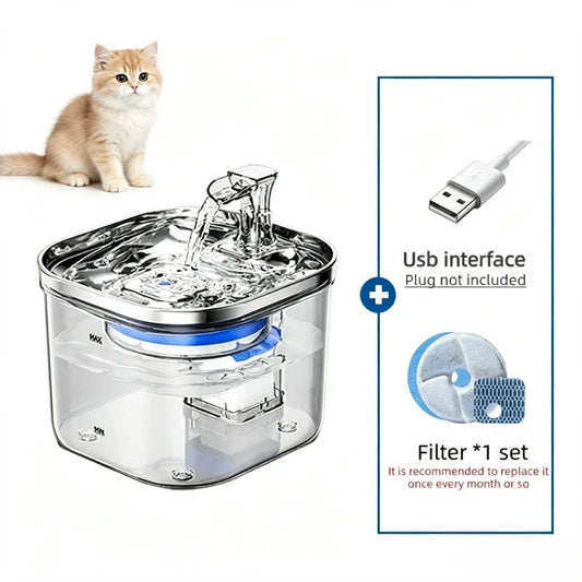 Pet Water Fountain 2L 304 Stainless Steel - ProPawPet.com