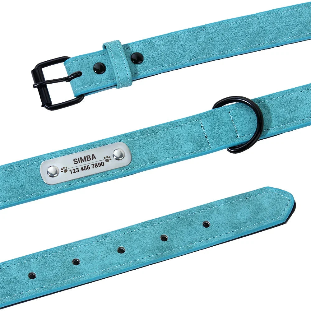 Custom Leather Dog Collar Leash Personalized - ProPawPet.com