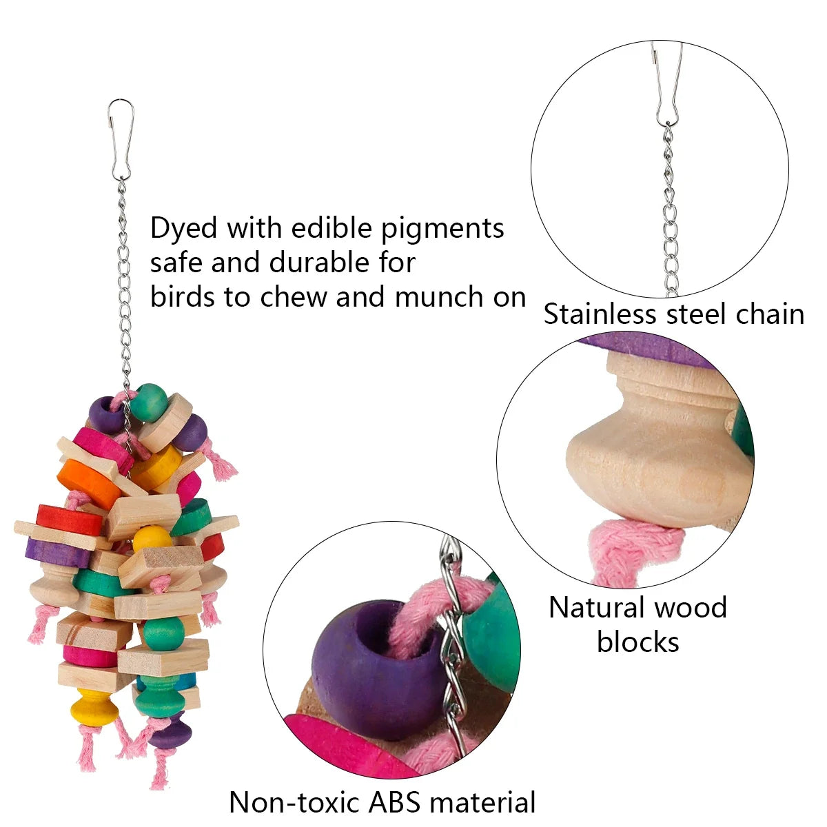 Wood Parrot Bird Toys Hanging Rope Pet - ProPawPet.com