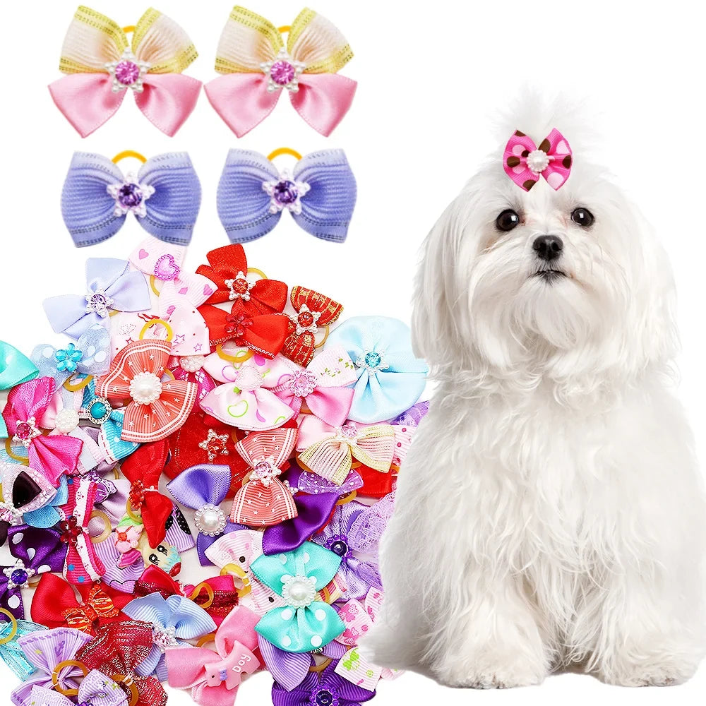 10/20PCS Diamond Puppy Bows Multi Style Dog - ProPawPet.com