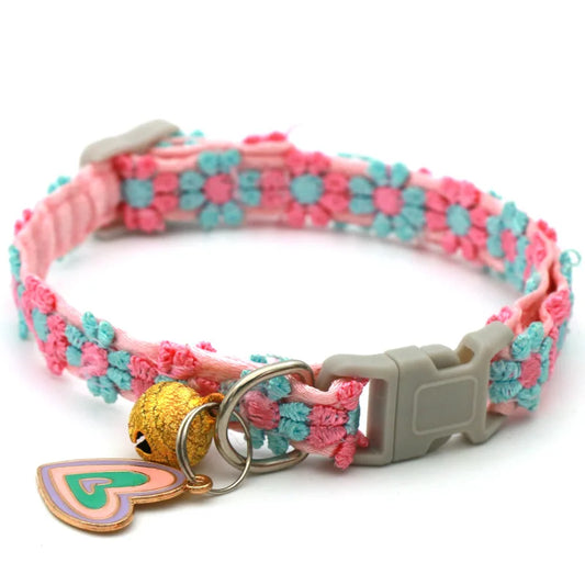 Fashion Rainbow Flower Cat Collar With Bell - ProPawPet.com