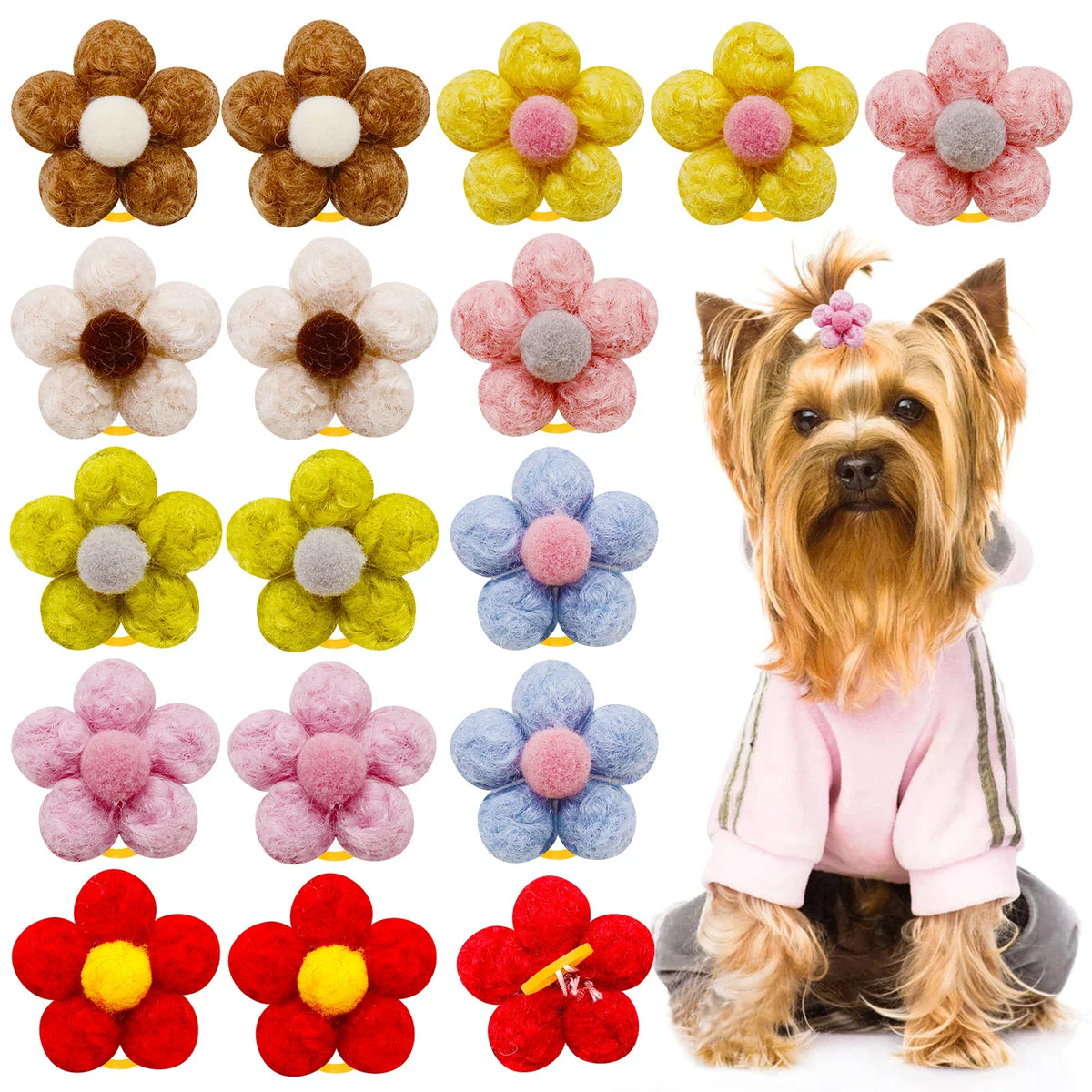 10/20pcs Flower Shape Dog Hair Bows Dog Bow - ProPawPet.com