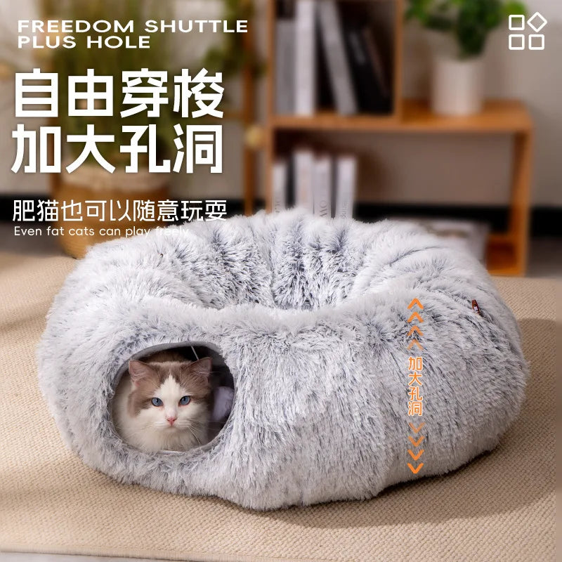 Foldable Fluffy Cat Bed Tunnel Toy for - ProPawPet.com