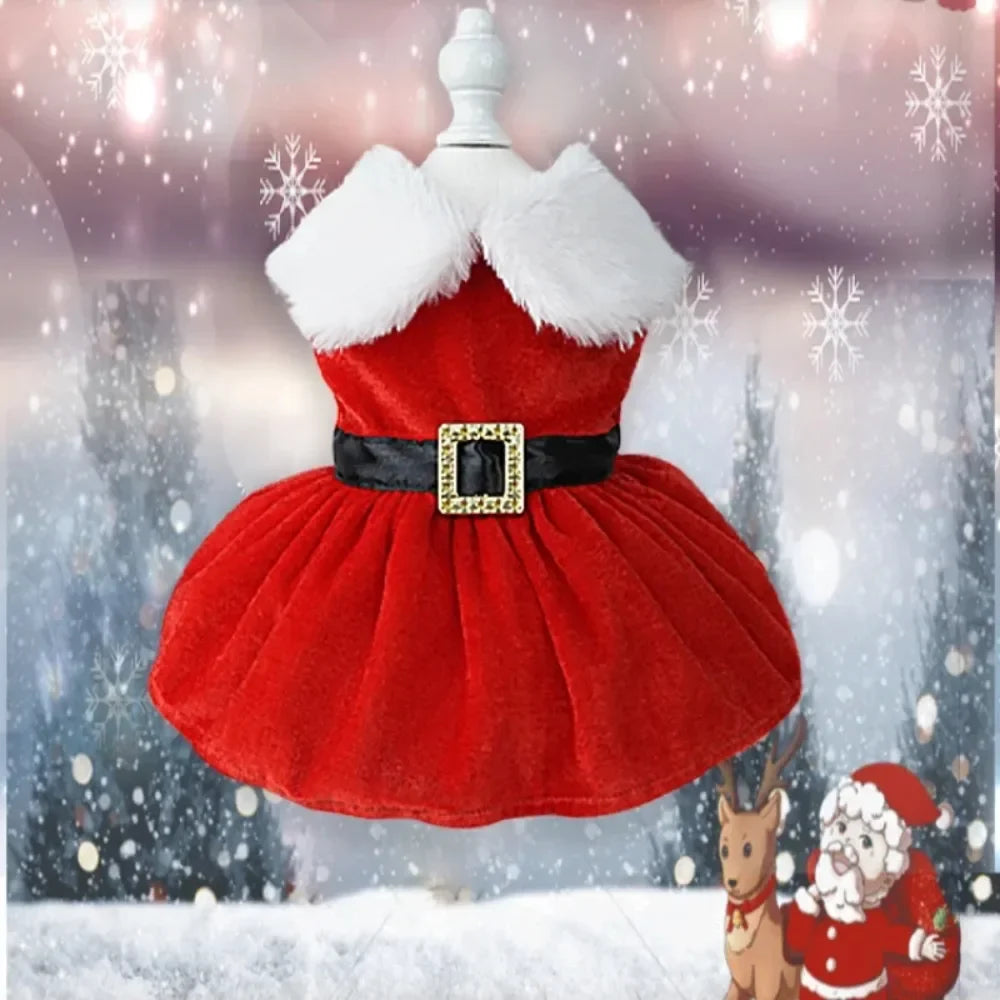 Pet Christmas Clothing Dog Cat Red Dress - ProPawPet.com