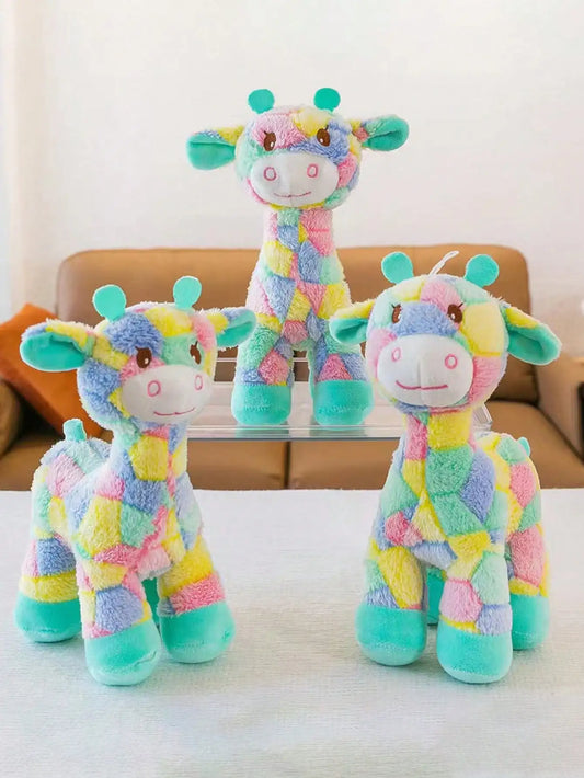 Interactive Colorful Cartoon Deer Design Pet Grinding Teeth Plush Toy, Durable