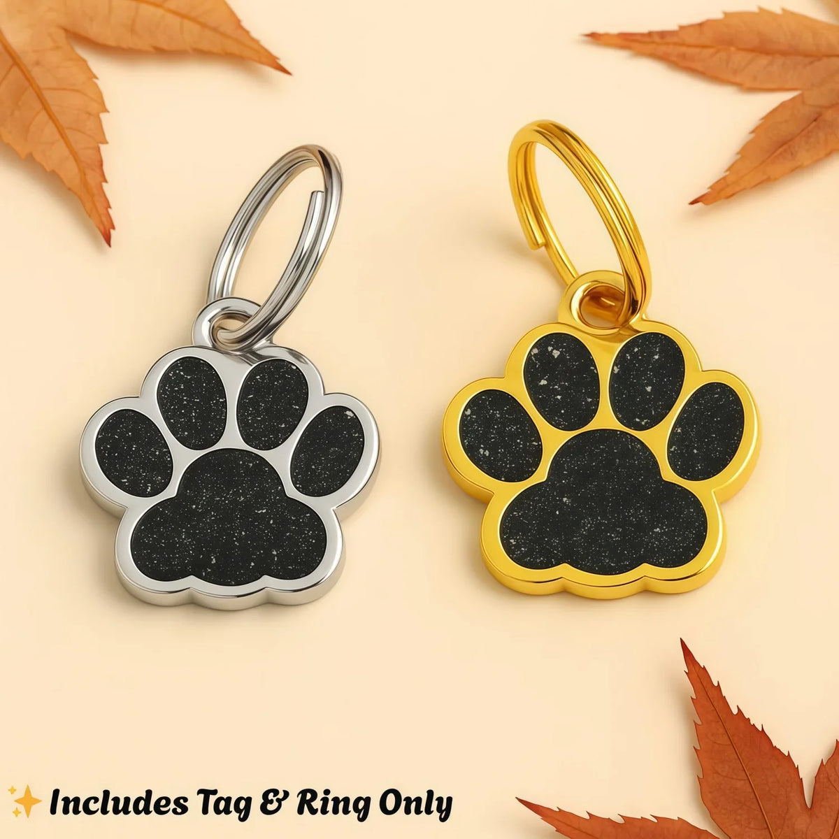 Personalized Glitter Gold Paw Print Pet ID - ProPawPet.com