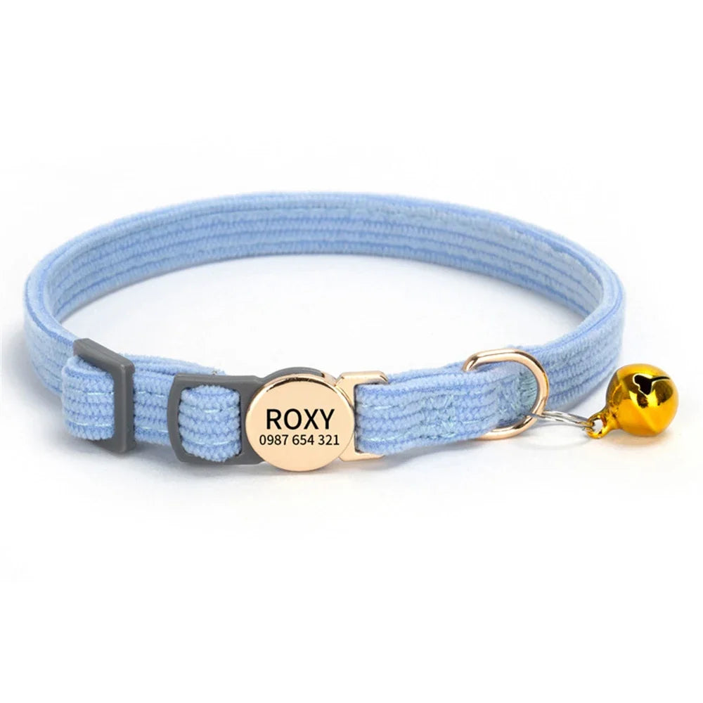 Personalized Engraved Cat Collar Adjustable Size Metal Buckle – Cat Supplies